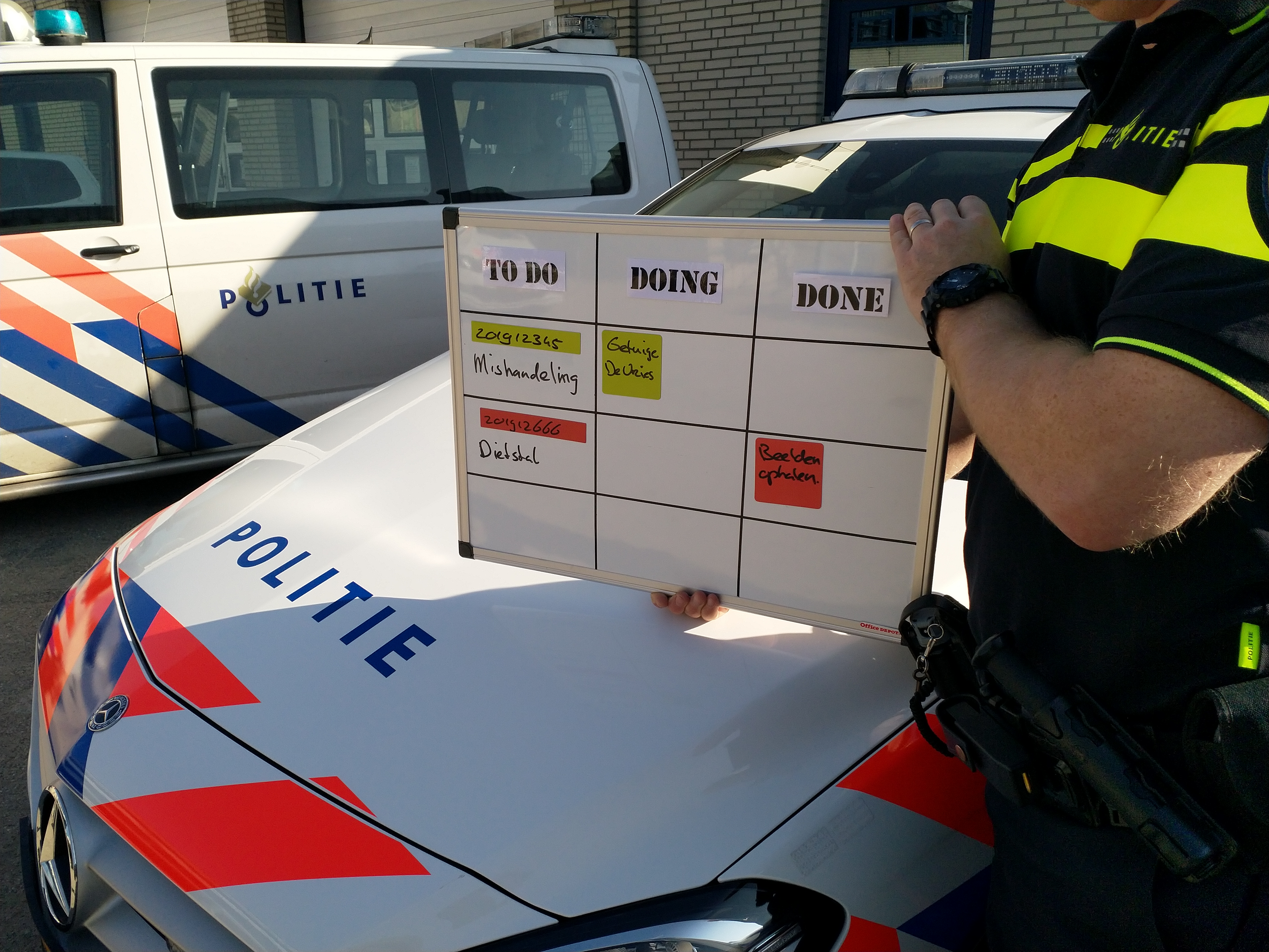 police man with whiteboard